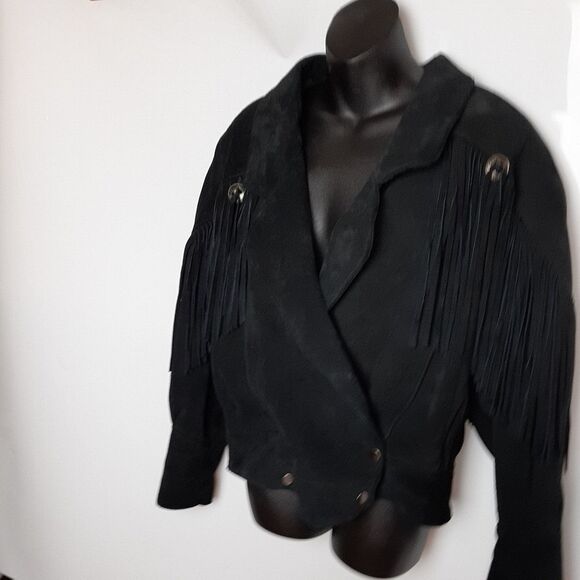 G40000 WOMANS   Black‎ Suede Leather Motorcycle  L - Picture 4 of 8